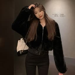 Women's Short Rabbit Fur Jacket Thickened Cotton Coat Hooded Sweatshirt Autumn Winter Fashion Outerwear Standard Fit Zipper C...