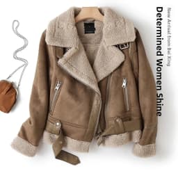 Autumn Winter New Style Women's Thickened Lamb Fur Jacket Motorcycle Style Integrated Leather And Fur Coat Black Tide
