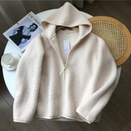 Soft Lamb Fur Short Coat Autumn New Style Comfortable Loose Women's Outerwear Pure Color Commute Style Zipper Closure Long Sl...
