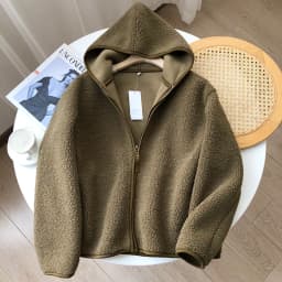 Soft Lamb Fur Short Coat Autumn New Style Comfortable Loose Women's Outerwear Pure Color Commute Style Zipper Closure Long Sl...