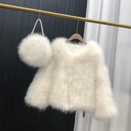 Ostrich Feather Coat for Women 100% Natural Fur Coats O Neck Long Sleeve Ladies Nightclub Turkey Jackets Winter Fashion