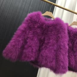 Ostrich Feather Coat for Women 100% Natural Fur Coats O Neck Long Sleeve Ladies Nightclub Turkey Jackets Winter Fashion