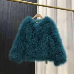 Ostrich Feather Coat for Women 100% Natural Fur Coats O Neck Long Sleeve Ladies Nightclub Turkey Jackets Winter Fashion