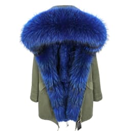 MMK fashion women's parka coat rabbit fur lining big raccoon fur collar winter coat jacket long hooded army green season warm ja