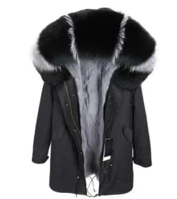 MMK fashion women's parka coat rabbit fur lining big raccoon fur collar winter coat jacket long hooded army green season warm ja