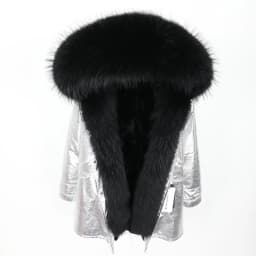 MMK fashion women's parka coat rabbit fur lining big raccoon fur collar winter coat jacket long hooded army green season warm ja