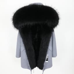 MMK fashion women's parka coat rabbit fur lining big raccoon fur collar winter coat jacket long hooded army green season warm ja