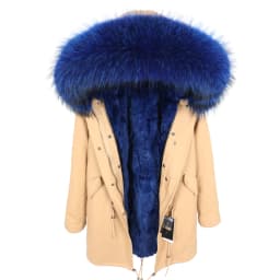 MMK fashion women's parka coat rabbit fur lining big raccoon fur collar winter coat jacket long hooded army green season warm ja