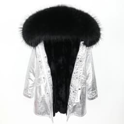 MMK fashion women's parka coat rabbit fur lining big raccoon fur collar winter coat jacket long hooded army green season warm ja