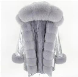 MMK fashion women's parka coat rabbit fur lining big raccoon fur collar winter coat jacket long hooded army green season warm ja