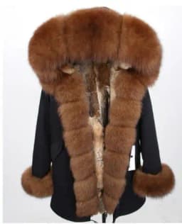 MMK fashion women's parka coat rabbit fur lining big raccoon fur collar winter coat jacket long hooded army green season warm ja