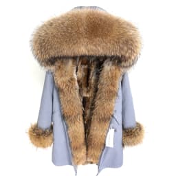 MMK fashion women's parka coat rabbit fur lining big raccoon fur collar winter coat jacket long hooded army green season warm ja