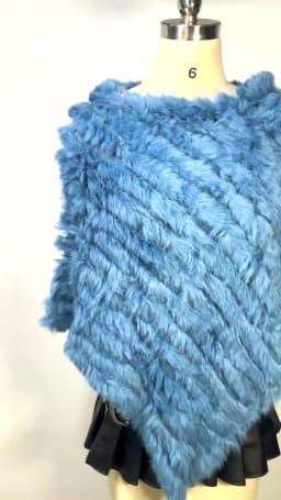 Ethel Anderson Fur Pullover For Women Knitted Genuine Rabbit Fur Poncho Capes Lady Real Fur Knit Wraps Triangle Shawls Jackets