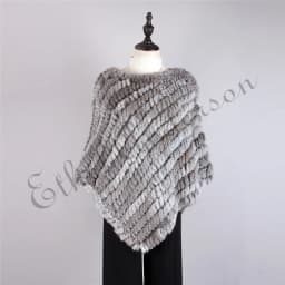 Ethel Anderson Fur Pullover For Women Knitted Genuine Rabbit Fur Poncho Capes Lady Real Fur Knit Wraps Triangle Shawls Jackets