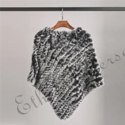 Ethel Anderson Fur Pullover For Women Knitted Genuine Rabbit Fur Poncho Capes Lady Real Fur Knit Wraps Triangle Shawls Jackets