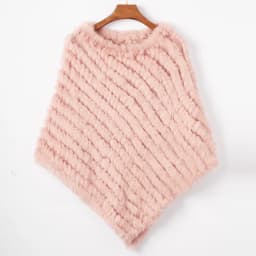 Ethel Anderson Fur Pullover For Women Knitted Genuine Rabbit Fur Poncho Capes Lady Real Fur Knit Wraps Triangle Shawls Jackets