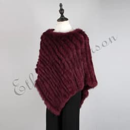 Ethel Anderson Fur Pullover For Women Knitted Genuine Rabbit Fur Poncho Capes Lady Real Fur Knit Wraps Triangle Shawls Jackets