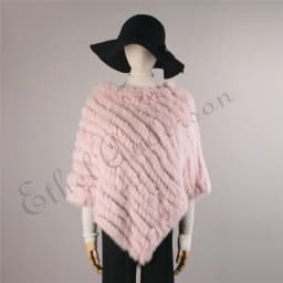 Ethel Anderson Fur Pullover For Women Knitted Genuine Rabbit Fur Poncho Capes Lady Real Fur Knit Wraps Triangle Shawls Jackets