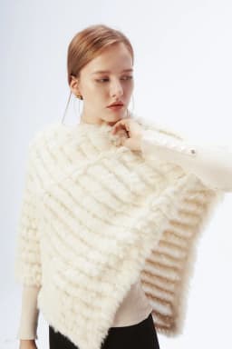 Ethel Anderson Fur Pullover For Women Knitted Genuine Rabbit Fur Poncho Capes Lady Real Fur Knit Wraps Triangle Shawls Jackets