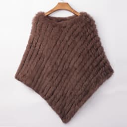 Ethel Anderson Fur Pullover For Women Knitted Genuine Rabbit Fur Poncho Capes Lady Real Fur Knit Wraps Triangle Shawls Jackets