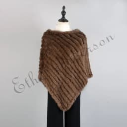 Ethel Anderson Fur Pullover For Women Knitted Genuine Rabbit Fur Poncho Capes Lady Real Fur Knit Wraps Triangle Shawls Jackets