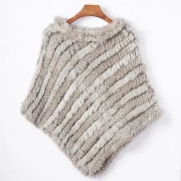 Ethel Anderson Fur Pullover For Women Knitted Genuine Rabbit Fur Poncho Capes Lady Real Fur Knit Wraps Triangle Shawls Jackets