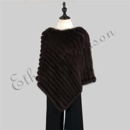 Ethel Anderson Fur Pullover For Women Knitted Genuine Rabbit Fur Poncho Capes Lady Real Fur Knit Wraps Triangle Shawls Jackets