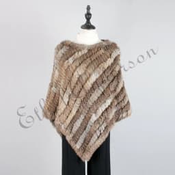 Ethel Anderson Fur Pullover For Women Knitted Genuine Rabbit Fur Poncho Capes Lady Real Fur Knit Wraps Triangle Shawls Jackets