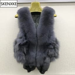 2026 New Style Women Winter Natural Fox Fur Vest Warm Soft 100% Genuine Fox Fur Gilet Lady Quality Real Fox Fur Sleeveless Coat