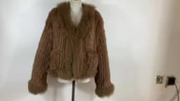 New Women Autumn Winter Knitted Real Rabbit Fur Coat 100% Natural Rabbit Fur Jacket With Fox Fur Collar Overcoat For Female