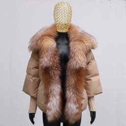 Oversized Winter Warm Real Fox Fur Collar Black Down Coat Women Puffer Outerwear Jackets 2024 Autumn Winter