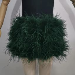 Real Feather Mini Skirt, Elastic Waist Sexy Clothing, Club, Party Dance Party Carnival Short Skirt Can Be Customized in Size