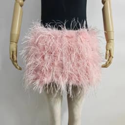 Real Feather Mini Skirt, Elastic Waist Sexy Clothing, Club, Party Dance Party Carnival Short Skirt Can Be Customized in Size