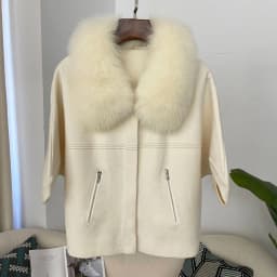 OFTBUY Autumn Winter Real Fox Raccoon Fur Collar Coat Knitted Sweater Women Short Sleeve Jacket Thick Warm Outerwear Streetwear