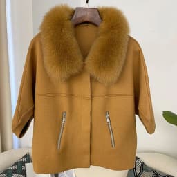 OFTBUY Autumn Winter Real Fox Raccoon Fur Collar Coat Knitted Sweater Women Short Sleeve Jacket Thick Warm Outerwear Streetwear