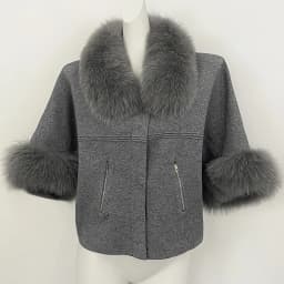 OFTBUY Autumn Winter Real Fox Raccoon Fur Collar Coat Knitted Sweater Women Short Sleeve Jacket Thick Warm Outerwear Streetwear