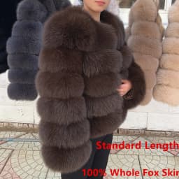 QUEENTINA Fox Fur Coat Real Winter Women'S Fashion Brown 2026 Leather And Skin Clothing Natural New In Coats & Jackets Tops Sale