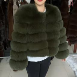QUEENTINA Fox Fur Coat Real Winter Women'S Fashion Brown 2026 Leather And Skin Clothing Natural New In Coats & Jackets Tops Sale