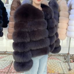 QUEENTINA Fox Fur Coat Real Winter Women'S Fashion Brown 2026 Leather And Skin Clothing Natural New In Coats & Jackets Tops Sale