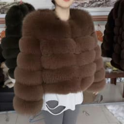 QUEENTINA Fox Fur Coat Real Winter Women'S Fashion Brown 2026 Leather And Skin Clothing Natural New In Coats & Jackets Tops Sale