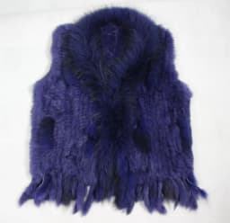 Harppihop womens natural real rabbit fur vest with raccoon fur collar waistcoat/jackets rex rabbit knitted winte