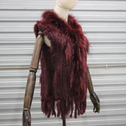 Harppihop womens natural real rabbit fur vest with raccoon fur collar waistcoat/jackets rex rabbit knitted winte