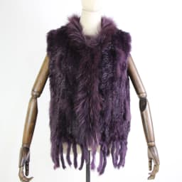 Harppihop womens natural real rabbit fur vest with raccoon fur collar waistcoat/jackets rex rabbit knitted winte