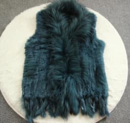 Harppihop womens natural real rabbit fur vest with raccoon fur collar waistcoat/jackets rex rabbit knitted winte