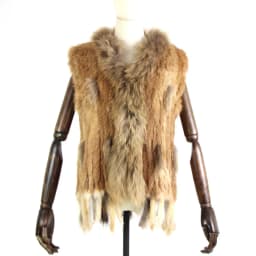 Harppihop womens natural real rabbit fur vest with raccoon fur collar waistcoat/jackets rex rabbit knitted winte