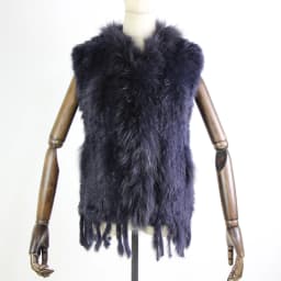 Harppihop womens natural real rabbit fur vest with raccoon fur collar waistcoat/jackets rex rabbit knitted winte