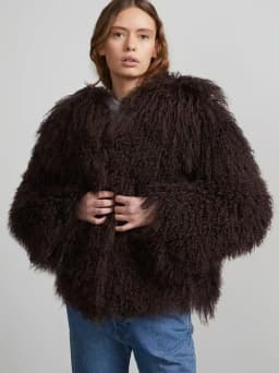 Mongolian Fur Coat Fur Jacket Women's Elegant Fluffy Solid Color Thickened Thermal Long Sleeve Coat Winter Fashion Oversized Lad