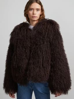 Mongolian Fur Coat Fur Jacket Women's Elegant Fluffy Solid Color Thickened Thermal Long Sleeve Coat Winter Fashion Oversized Lad