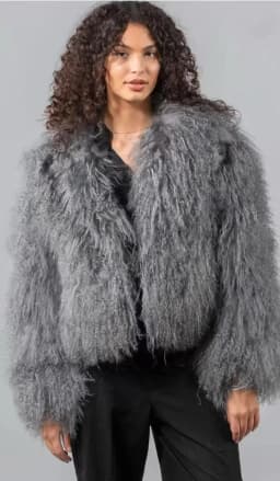 Mongolian Fur Coat Fur Jacket Women's Elegant Fluffy Solid Color Thickened Thermal Long Sleeve Coat Winter Fashion Oversized Lad