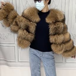 Real Natural Raccoon Jacket Women's Fashion Coats Real Fur Coat Round Neck Warm Thick Hoodie Detachable New Style
